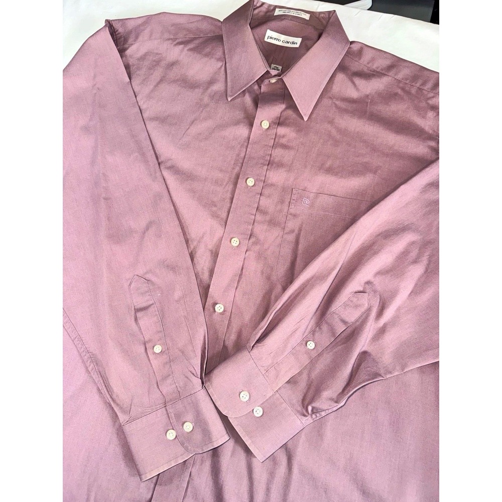 Pierre Cardin Men's 17.5 34/35 Tailored Dusty Rose Solid Dress Shirt Long Sleeve